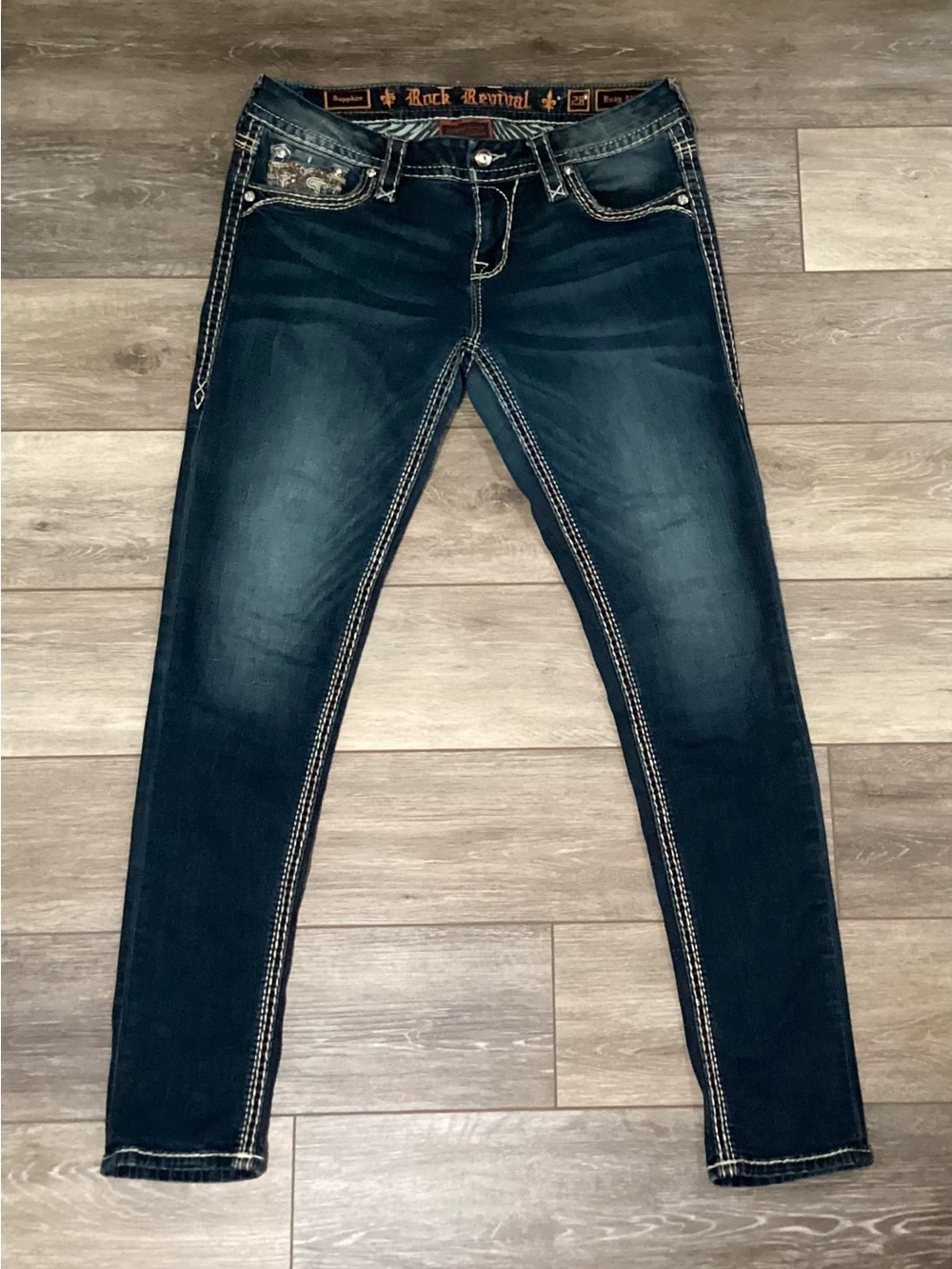 Rock Revival Sapphire Easy Skinny Jeans with Embroidered Pockets - Picture 2 of 7